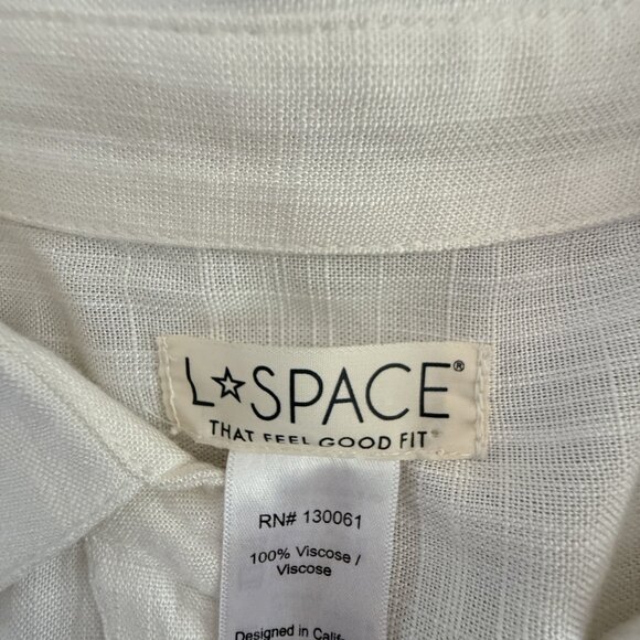 L Space Shirt Dress White Belted Button Up Long Sleeve Pocket Beachy - Picture 3 of 10
